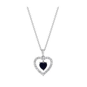 Gemstone Brilliance Lab-Created Gemstone Double Heart Pendant Necklace